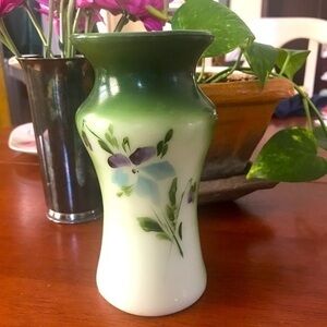 Hand Painted Mid Century Glass Vase